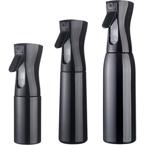 Lot de 3 pulvérisateurs d’eau – 500, 300 et 200 ml – Noirs – Coiffure, plantes – Brume fine continue (1/5)