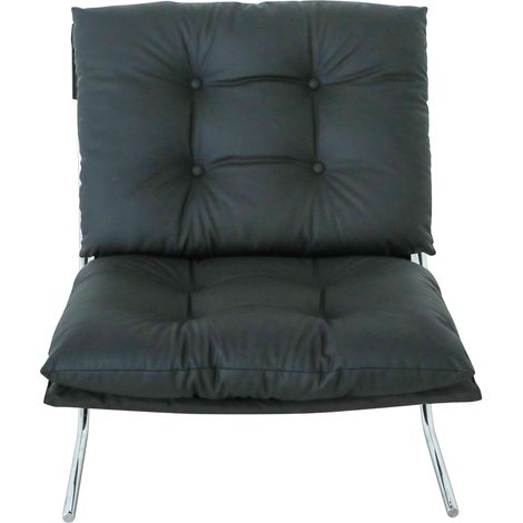Fauteuil d’appoint en cuir synthétique avec assise amovible et pieds métalliques noirs (1/5)