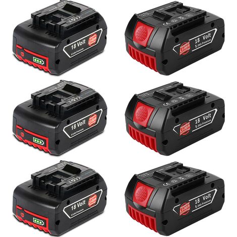 6X Akku 18V 5,0Ah für Bosch Professional GBA GSR GBH GSB GSK BAT609 BAT609G BAT618 BAT618G BAT620, für Bosch 2607336169 2607336170 2607336235 2607336091 2607336092 2607336236 Lithium-Ionen Akkus (1/5)