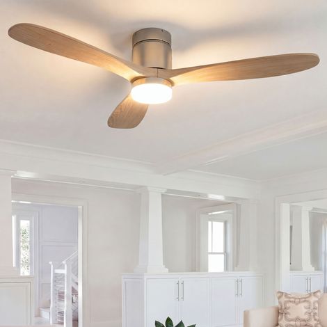 Ventilateur Plafond - avec LED Dimmable - 3 pales en bois massif - télécommande - 52 pouces - pour chambre (1/5)