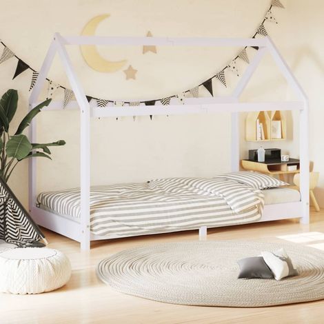 Lit adulte Cadre de lit Facile à monter pour Adultes, Adolescents, Enfants d'enfant Blanc Bois de pin massif 80x160 cm BNDET2671679 (1/5)