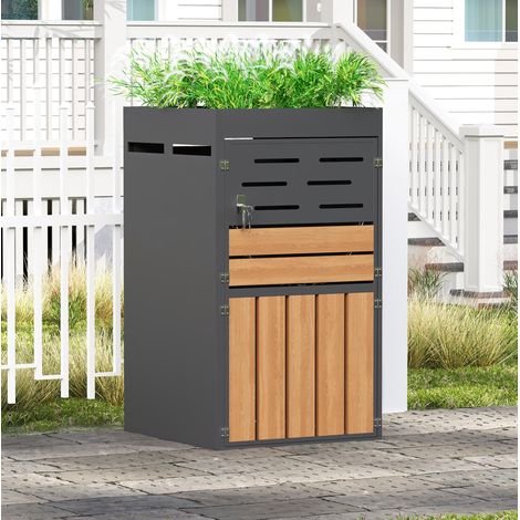 Meuble jardin avec jardinière intégrée gris OKMYHOME (1/5)