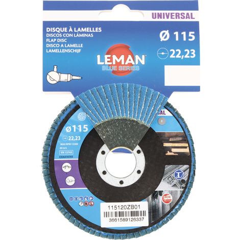 DISQUE A LAMELLES BOMBE D115 GRAIN 120 ZIRCONIUM - 115120ZB01 - LEMAN