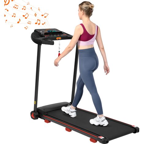 Tapis de course pliable pour la maison avec inclinaison 8 %, silencieux jusqu'à 14 km/h, grande surface de course, 3,0 HP, écran LED et Bluetooth, charge max. 120KG (1/5)