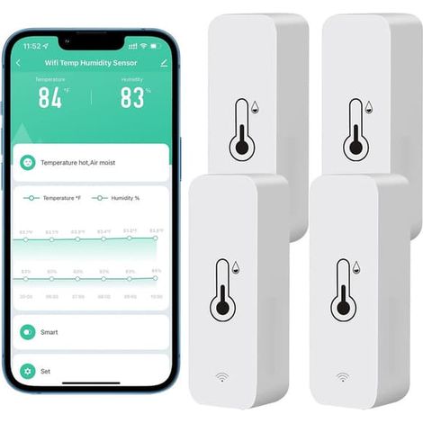 x Tuya Capteur de température et d'humidité Wi-Fi Thermomètre-hygromètre d'intérieur (1/4)