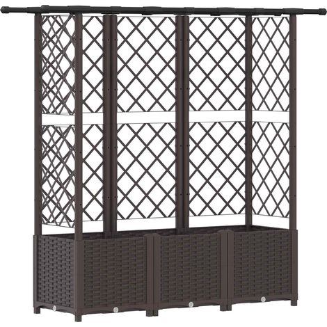 Fioriera da giardino Letto Rialzato con Griglia e Tetto Marrone 163,5 x 40 x 136 cm (1/5)