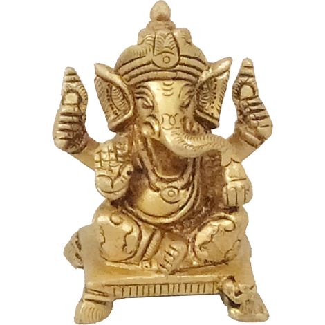 Orientalische Ganesha-Buddha-Figur aus goldenem Metall, 6 cm x 4 cm x 5 cm