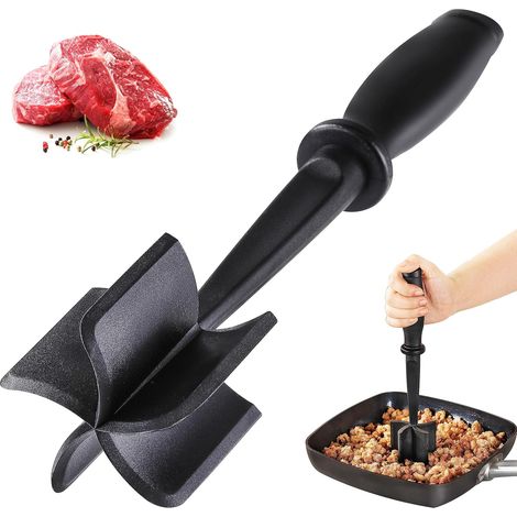 Fleischwolf zum Zerkleinern von Rindfleisch und Hackfleisch, hitzebeständiger, gebogener 5-Klingen-Fleischwolf, Nylon-Spatel-Fleischwolf für Burger, Küchenutensilien zum Zerkleinern von Mischungen