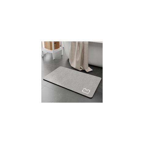 Tapis de Bain Antidérapant Super Absorbant Diatomite Tapis Salle de Bain Microfibre Tapis de Baignoire Tapis de Douche Doux Séchage Rapide (40  60, Gris) (1/4)