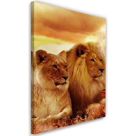 Tableau sur toile Lions Animaux Afrique 40x60 (1/5)