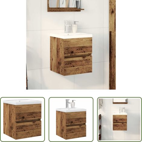 vidaXL Cabinet mural - Meuble de Lavabo de Salle de Bain Chêne noir 80 x 39 x 62 cm (1/5)
