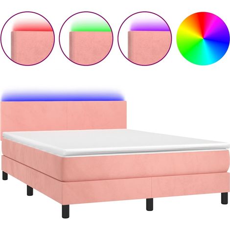 Maison Exclusive - Boxspringbett mit Matratze & LED Rosa 140x200 (1/5)