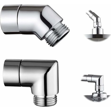 Adaptateur de douche à main en cuivre, adaptateur de pomme de douche inclinable au coude 90 °/135 °, pour connexion universelle de douche à main 1/2" (paquet de 2) (1/5)