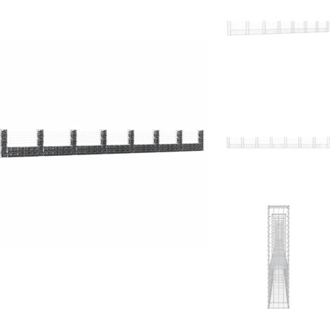 Panier de gabion en forme de U avec 8 poteaux Fer 860x20x100 cm - Clôture Métallique - Gabion - Mur De Soutènement - Fer Galvanisé - Décoration Extérieure (1/5)