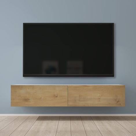 Mai & Mai Mobile TV per Televisore 160x40,2x30cm, Armadietto per TV con 2 Ante Armadietto Basso Soft-close per Soggiorno, Sala da Pranzo, Camera da Letto Fernsehschrank02, Bianco opaco+Marrone chiaro (1/5)