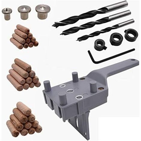 41Pcs Gabarit de Percage Tourillon Guide de Perçage Chevilles Bois avec Butée Parallèle Kit de Gabarit de Goujonnage avec Centreur Tourillon 6 mm/8 mm /10mm pour Goujon en Bois à Main (1/5)