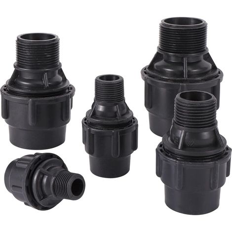 Jiajia AI, Raccord réducteur droit en polyéthylène Noir 20/25/32/40/50 mm, 5pcs pour jardin, terrasse et extér (1/5)