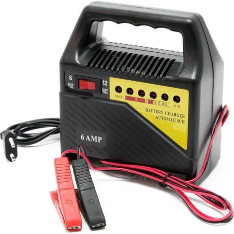 CARICABATTERIE AUTO MOTO 6 12V 6A CON PINZE PER AUTO E MOTO