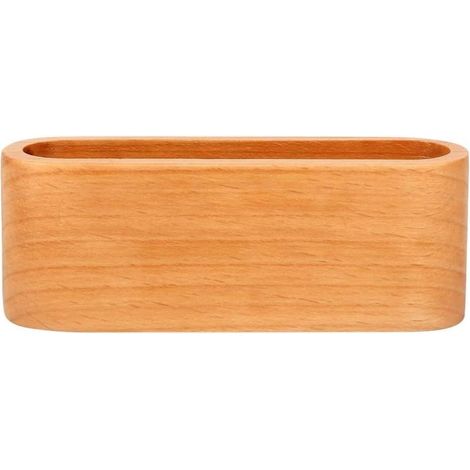 Klassischer Visitenkartenhalter aus Holz mit Visitenkartenfächern und Tischständer (braun) (1/5)