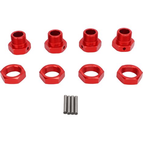 4 Pièces Adaptateurs de Roue Hexagonale RC 24mm en Alliage d'Aluminium Solide avec Couvercles et Goupilles pour ARRMA 1/5, Rouge