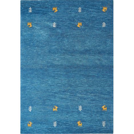 Rug CALTI Dark Blue 160 x 230 cm Wool Gabbeh (1/5)