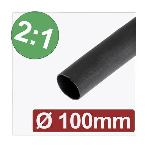 QUADRIOS 24CA281 GAINE THERMORÉTRACTABLE SANS COLLE NOIR 100 MM 50 MM TAUX DE RETREINT:2:1 MARCHANDISE VENDUE AU MÈTRE