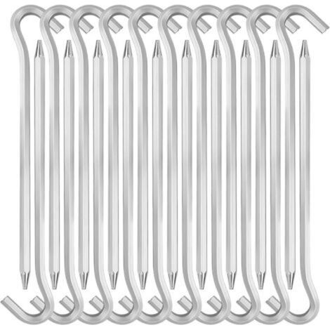 Piquets de tente en aluminium de 18 cm avec crochet, 20 crochets pour auvent de camping, support de sol sécurisé pour décorations extérieures et bâches, argent (1/5)