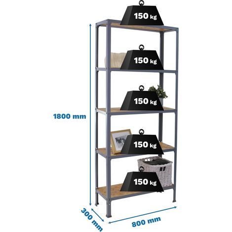 Simonhome Click Wood Mini 5/300 Mensola Grigia 5 Livelli