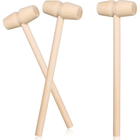Mazo de madera para cangrejos (3 piezas), martillo para mariscos, cascanueces de madera, mini cascanueces para langostas, mariscos y accesorios para joyería artesanal de cuero. (1/5)