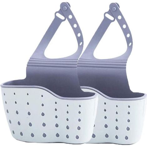 Éponge de cuisine pour évier-Silicone en suspension-bretelles réglables-Avec trou de drainage-Bleu ciel-2morceau (1/5)