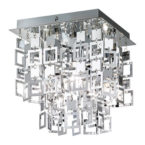 Reality Leuchten Reality R61441106 Plafoniera, 1xE27, 60 W, Quadrato, Cromo, 24x24x26 cm, Metallo (1/2)