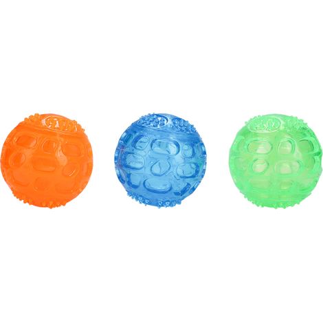 Lot de 3 balles à mâcher couineuses pour chiots, pour le nettoyage des dents. (1/5)