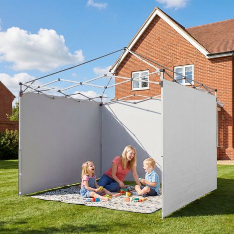 3 Seitenwände für 3x3m-Zelte (300x200cm), Ersatzseitenwände aus Oxford-Gewebe mit Reißverschluss, weiß