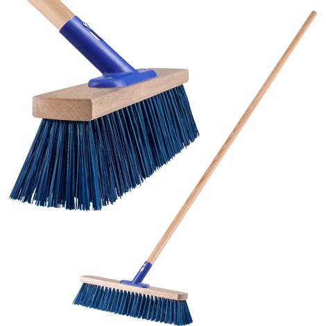 KADAX Straßenbesen mit langem Stiel aus Holz und Nylon, Kehrbesen, Blau, 40 cm (1/5)