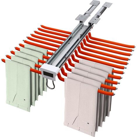 Organizador de armario extensible, percha para pantalones, accesorios de armario, perchero, perchero para pantalones, 22 barras para colgar, para armarios, lavanderías y trasteros (naranja) (1/5)