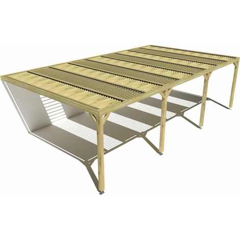 Pergola bois • 9m x 5m • adossée • sens profondeur • lames orientables bioclimatiques incluses • livraison comprise (1/3)