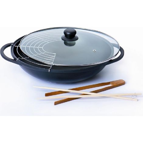 Set Wok Couvercle Verre 36 cm
