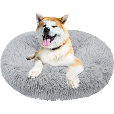 MINKUROW Cama Para Mascotas Para Gatos Y Perros Cama Redonda Para Perros De Felpa Cama Para Gatos Reutilizable (50 Cm, Gris Claro) (1/5)