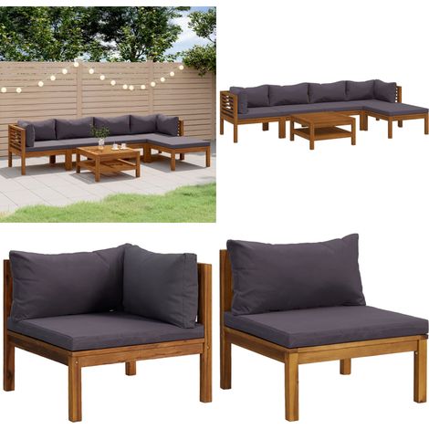 7-tlg. Garten-Lounge-Set mit Auflage Massivholz Akazie - Garten-Lounge-Set - Garten-Lounge-Sets - Home & Living (1/5)