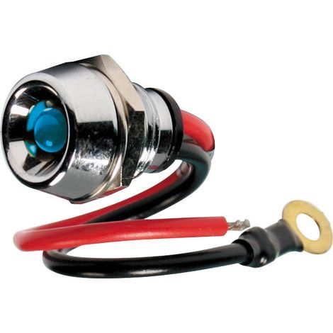 Spia a Led, in ottone cromato - 12/24V - Blu - 15A (1/3)