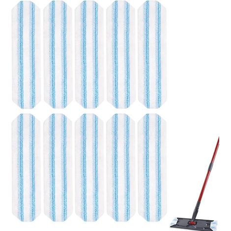 Almohadillas de microfibra para fregona - 10 unidades - Repuesto de almohadillas para fregona compatible con la fregona O Cedar H2prO - Para fregona plana O-Cedar Vileda H2PrO - Paños de limpieza en s (1/5)