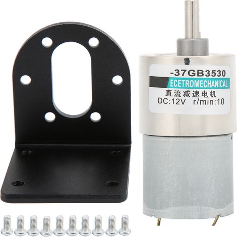 Moteur à courant continu 12V XD37GB3530, micro engrenage, couple élevé, faible vitesse 10tr/min, à aimant permanent, support inclus (1/5)