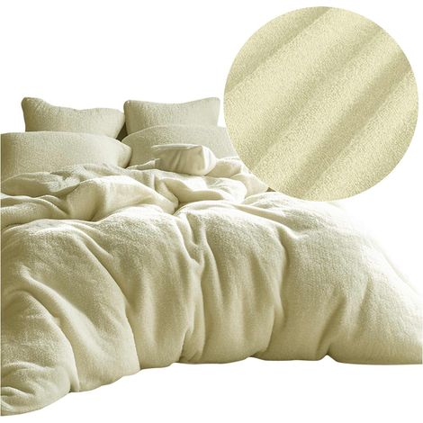 Bettwäsche-Set aus weichem Baumwollfrottee, 200 x 220 cm, cremefarben (1/5)