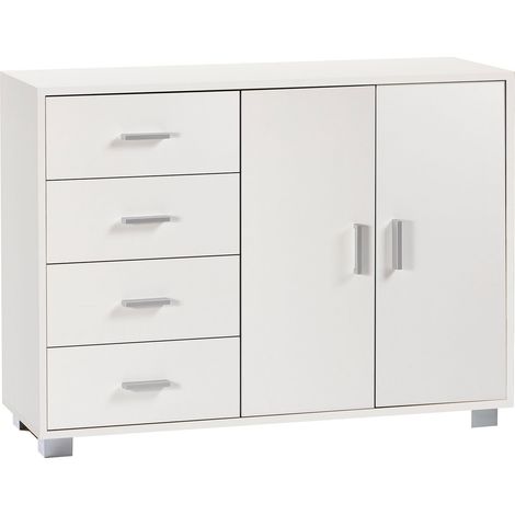 Madia 2 Ante 4 Cassetti 116x86x41 cm Bianco Fiammato (1/3)