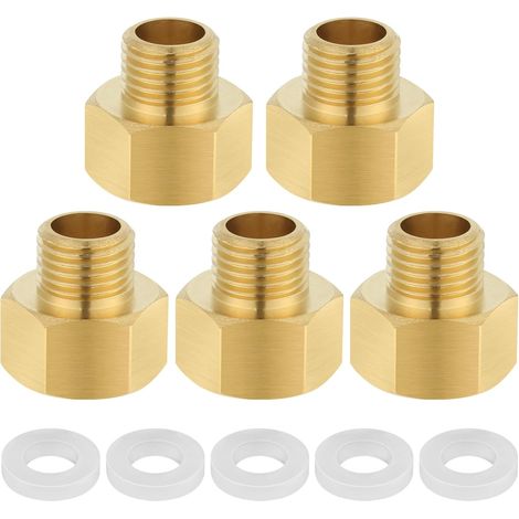 Lot de 5 rallonges réduction 3/4 à 1/2, AG/IG, rallonge G1/2" extérieur (diamètre 20,3 mm) x G3/4" intérieur (Ø24 mm), réducteur pour la conversion des raccords tuyauterie - 1/4 Auf 3/8 Zoll (1/5)