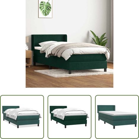 Matratze - Boxspringbett mit Matratze Dunkelgrün 80x220 cm Samt (1/5)