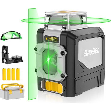 Niveau à bulle laser vert, 1 × 360° Laser en croix auto-nivelant, 5 lignes 45 m Niveau à bulle laser en croix avec mode manuel, automatique et impulsion pour chantier de construction intérieur (1/5)