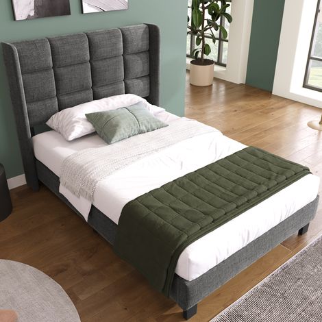 Cama Tapizada 90x200 Cm Somier Lamas Y Cabecero Capitoné (1/5)