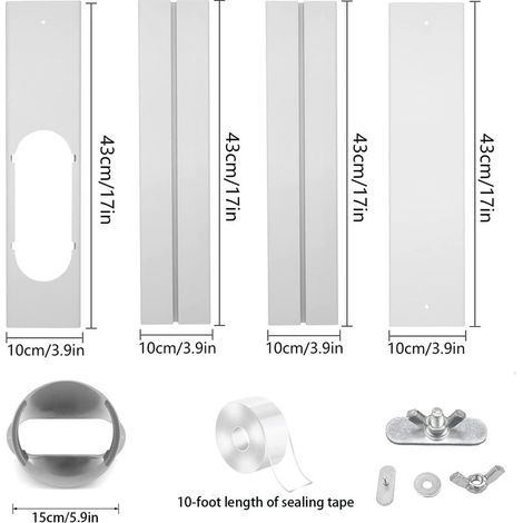 Kit de fenêtre pour climatiseur portable – PVC durable – Longueur réglable 43 à 140 cm – Joint d'étanchéité pour fenêtres coulissantes (1/5)