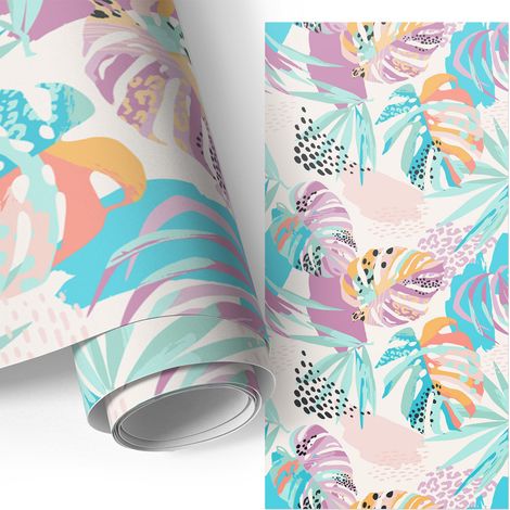 Möbelfolie - Klebefolie für Möbel - Selbstklebefolie - Dekorfolie - Küchenfronten bekleben - Bunte Exotik 75x150 cm